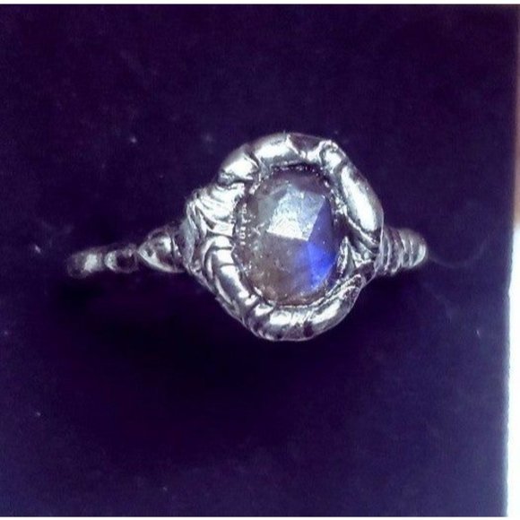 Blue faceted labradorite crystal Ring size 7 - Picture 2 of 12